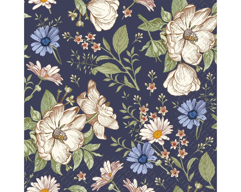 STEWO Serviette Blomma 33x33cm 2572550142 blau dunkel 20 Stück