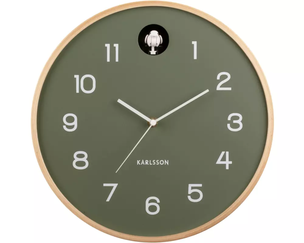 KARLSSON Wanduhr Natural Cuckoo 31.5 cm, Grün