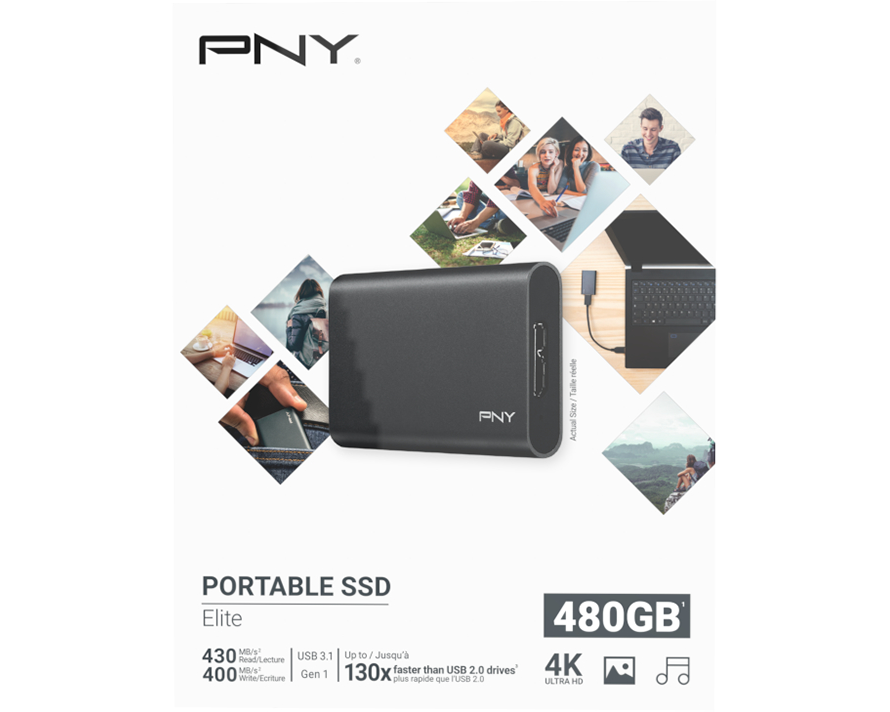 PNY Elite USB 3.1 Gen1 480GB PSD1CS1050-480-FFS Portable SSD dark-grey