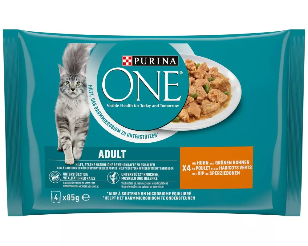 Purina ONE Nassfutter Adult Huhn, 4 x 85 g