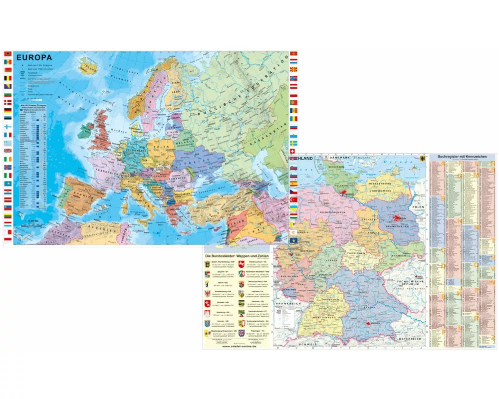 Deutschland und Europa fürs Büro - DUO-Schreibunterlage