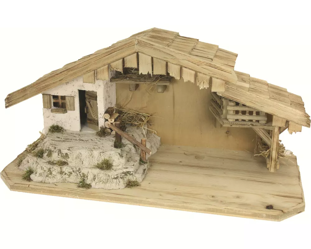 Botanic-Haus Krippe Stall Ottobeuren mit Felspodest