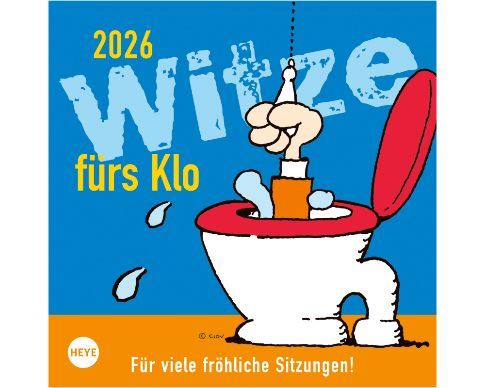 HEYE Kalender Witze fürs Klo 2026 1373+26 1W/1S DE 17.5x17.5cm