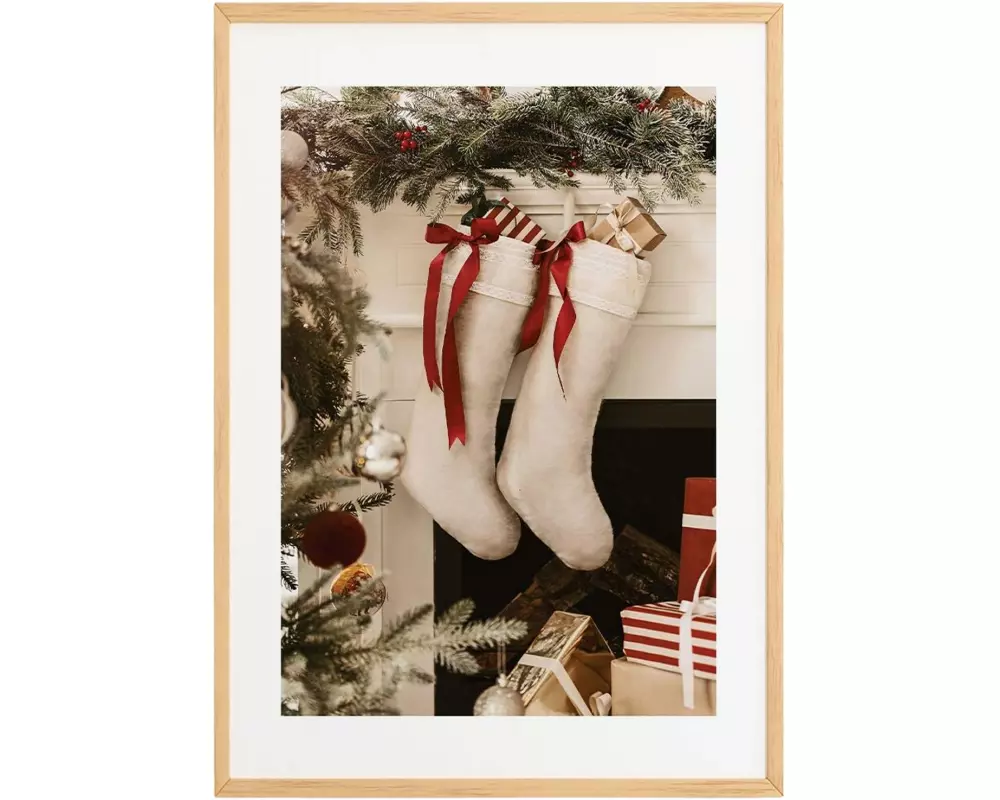 Wallxpert Weihnachtsbild Weihnachtssocken Weihnachten, 33x48 cm