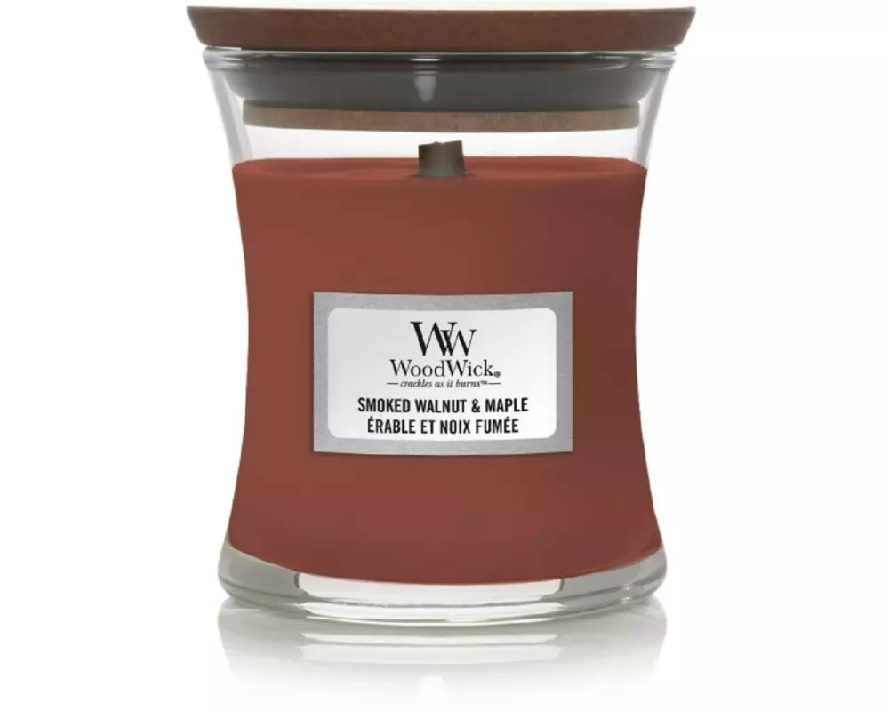 Woodwick Duftkerze Smoked Walnut & Maple Mini Jar