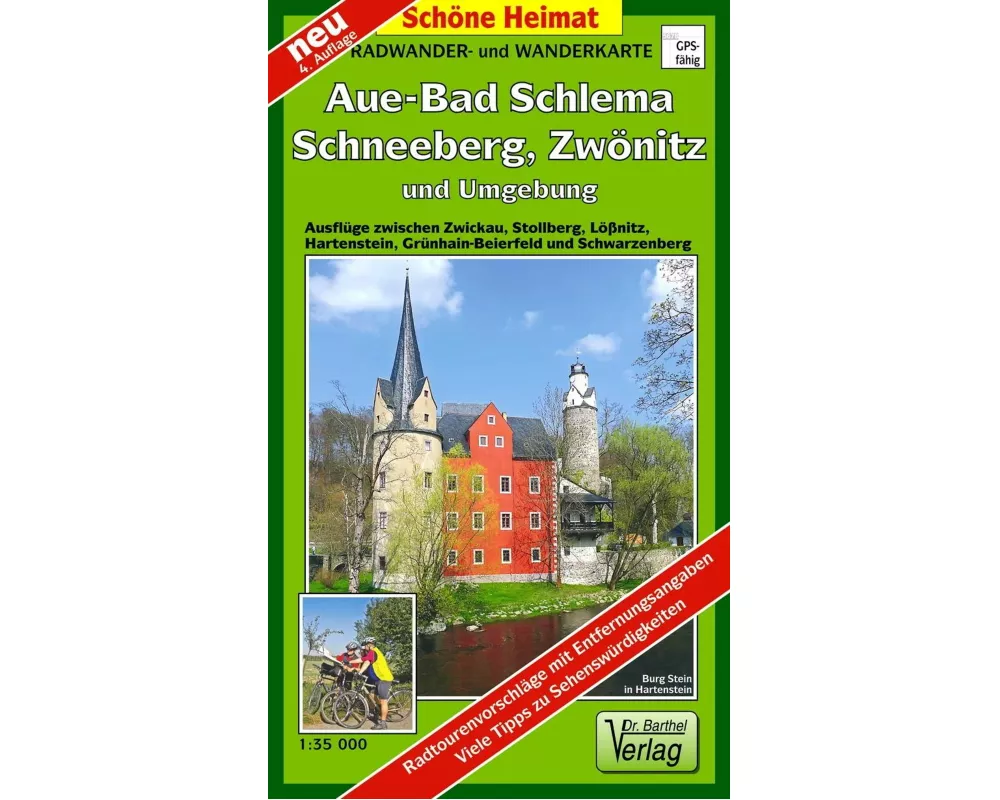 Radwander- und Wanderkarte Aue - Bad Schlema, Schneeberg, Zwönitz und Umgebung