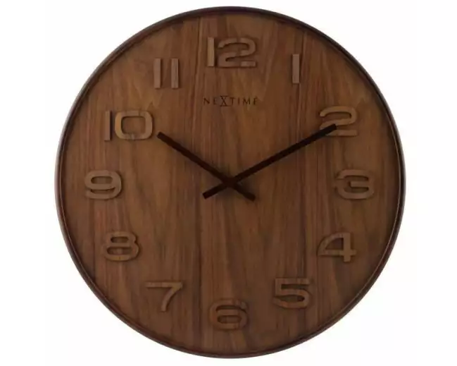 NeXtime Wanduhr Wood Wood Big Ø 53 cm Braun