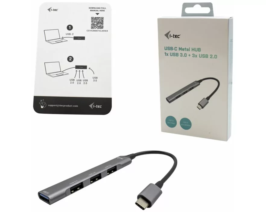 i-tec USB-C Metal HUB 1x USB 3.0 3x USB 2.0 without power adapter