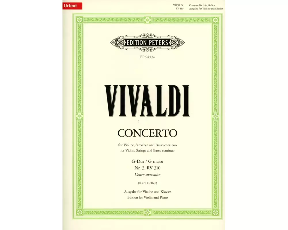 Konzert für Violine, Streicher und Basso continuo G-Dur op. 3 Nr. 3 RV 310 / PV 96