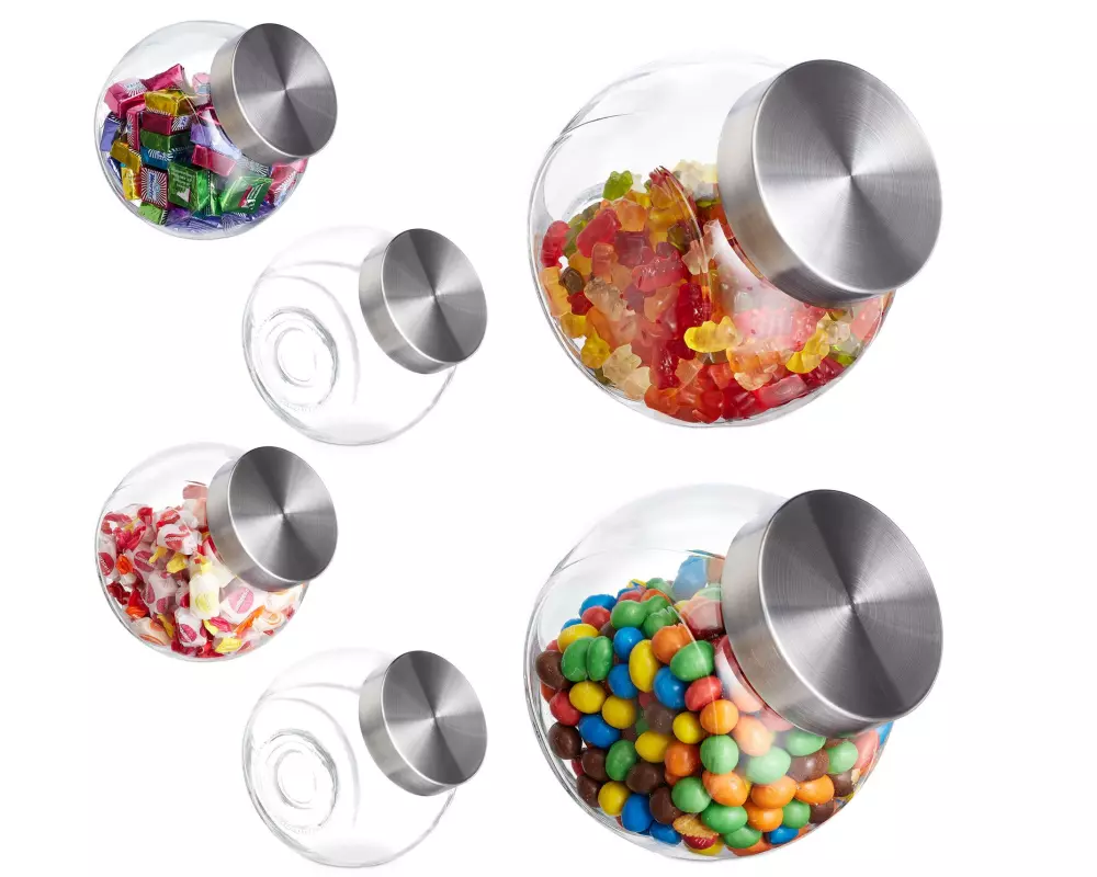 relaxdays Vorratsglas 6er Set, 1,5 L