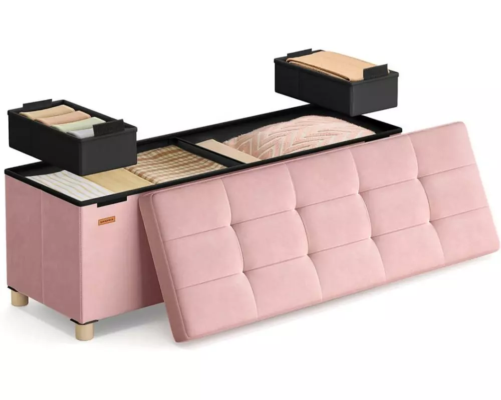 Songmics Sitztruhe Ottomane 110 x 40 cm, Rosa