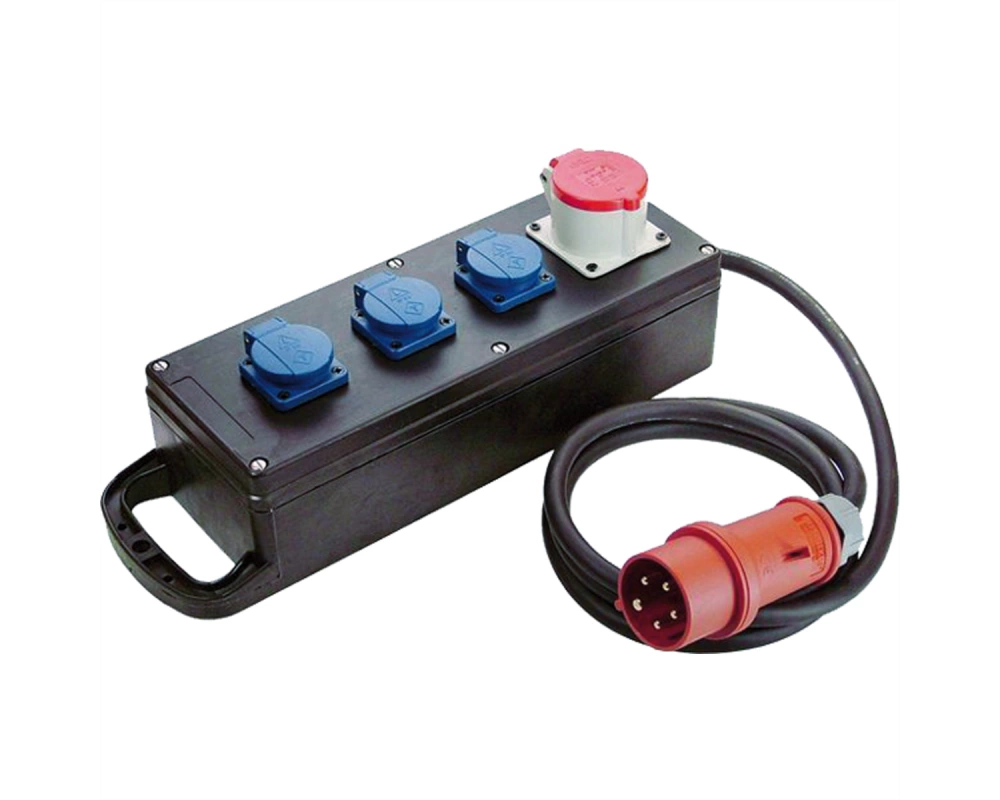 BACHMANN Vollgummi-Verteiler 16A 5P IP44, 1x16A 5p400V 3Schutzkontakt 3P230V