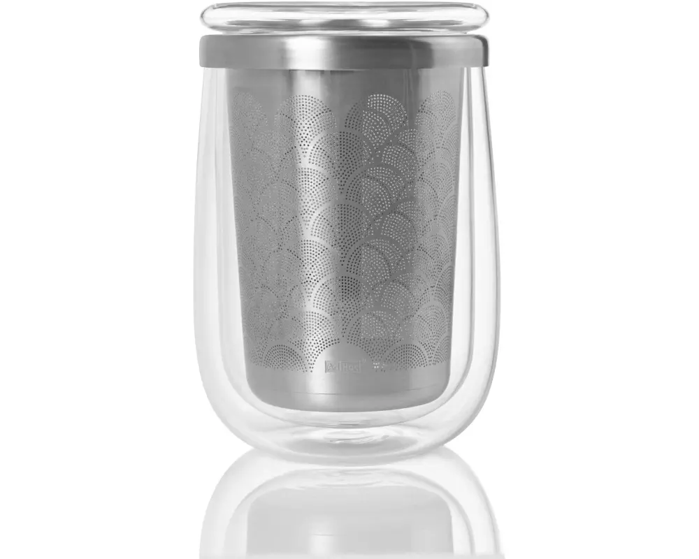AdHoc Tee-Set Fusion Glass 400 ml, 1 Stück, Silber/Transparent