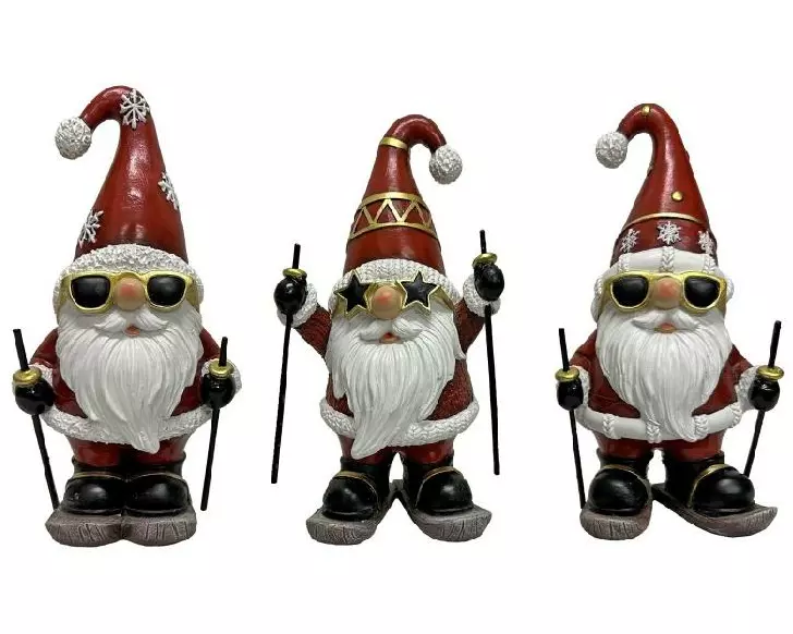 Dameco Weihnachtsfigur Santa auf Ski 3-er Set, Rot