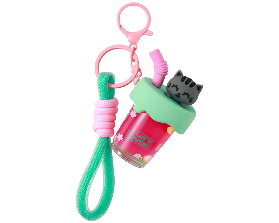 I-TOTAL Schlüsselanhänger Bubble Tea XL3079 Grey Cat