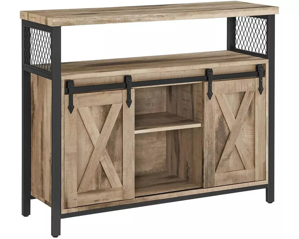 VASAGLE Kommode 100 x 80 cm, Braun/Schwarz