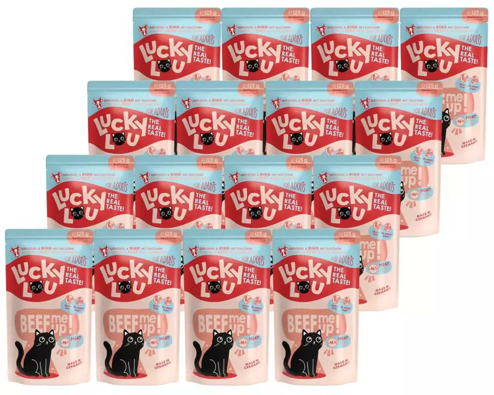 Lucky Lou Nassfutter Lifestage Adult Geflügel & Rind, 16 x 125 g