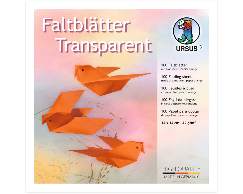 URSUS Faltblätter Origami 14x14cm 2536141 orange 100 Blatt