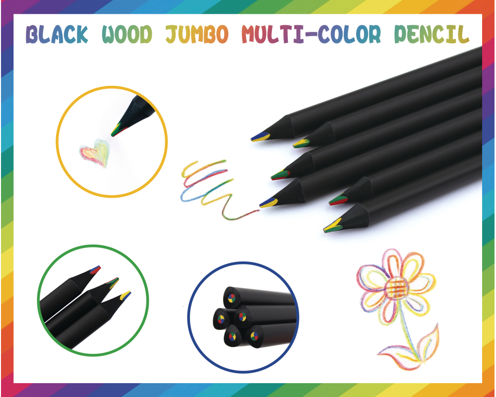 ROOST Farbstift dick TSKY-C02 4-farbig, 3-eckig black