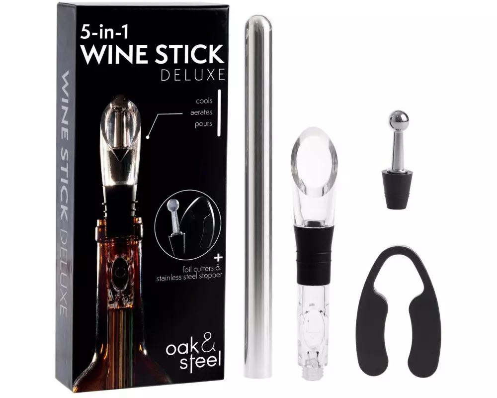 Oak & Steel Weinflaschenverschluss 5-in-1 Schwarz/Transparent