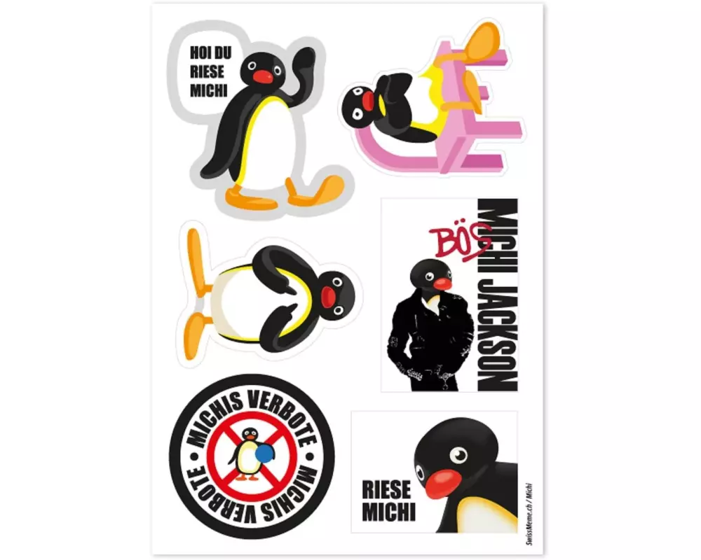 Swissmeme Scherzartikel Stickerbogen Michi, 10.5 x 14.8 cm