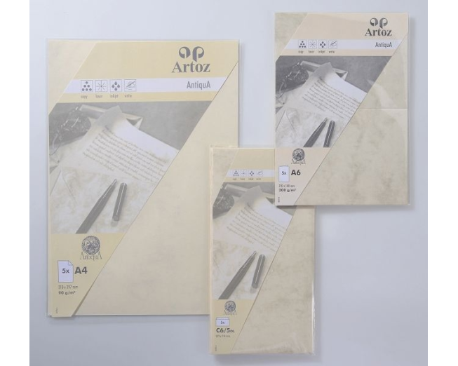 ARTOZ Papier Antiqua A4 108796142 90g, chamois 5 Blatt