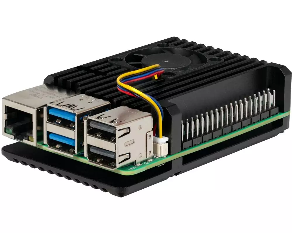 jOY-iT Aluminiumgehäuse mit Kühler & Lüfter Schwarz, Pi 5