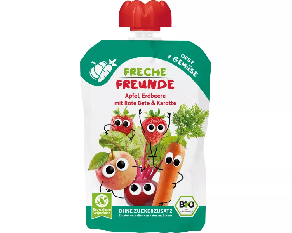 Freche Freunde Quetschbeutel Apfel, Erdbeere, Rote Beete & Karotte 100 g