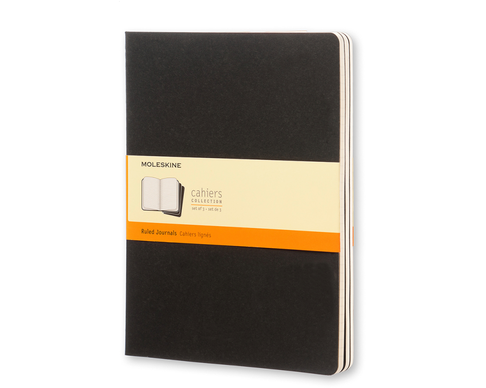 MOLESKINE Notizheft Cahier XL 25x19cm 705014 liniert, schwarz 3 Stück