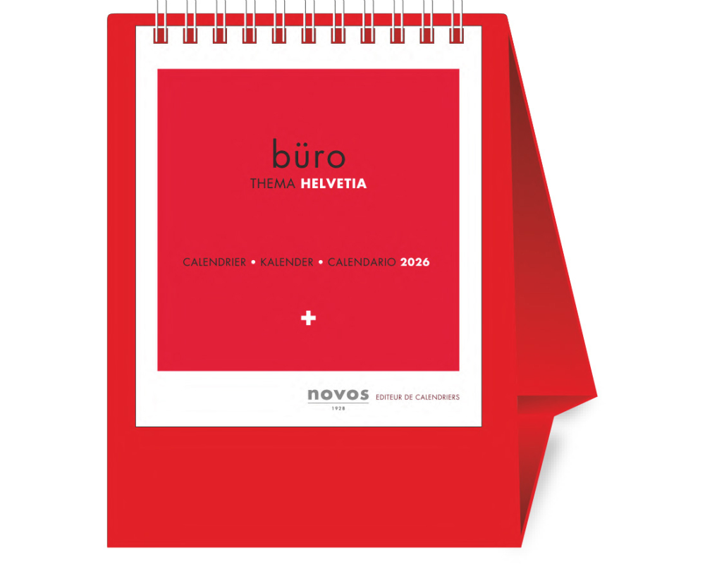 NOVOS Tischkalender Helvetia 2026 501012 1M/1S rot ML 11.5x14cm