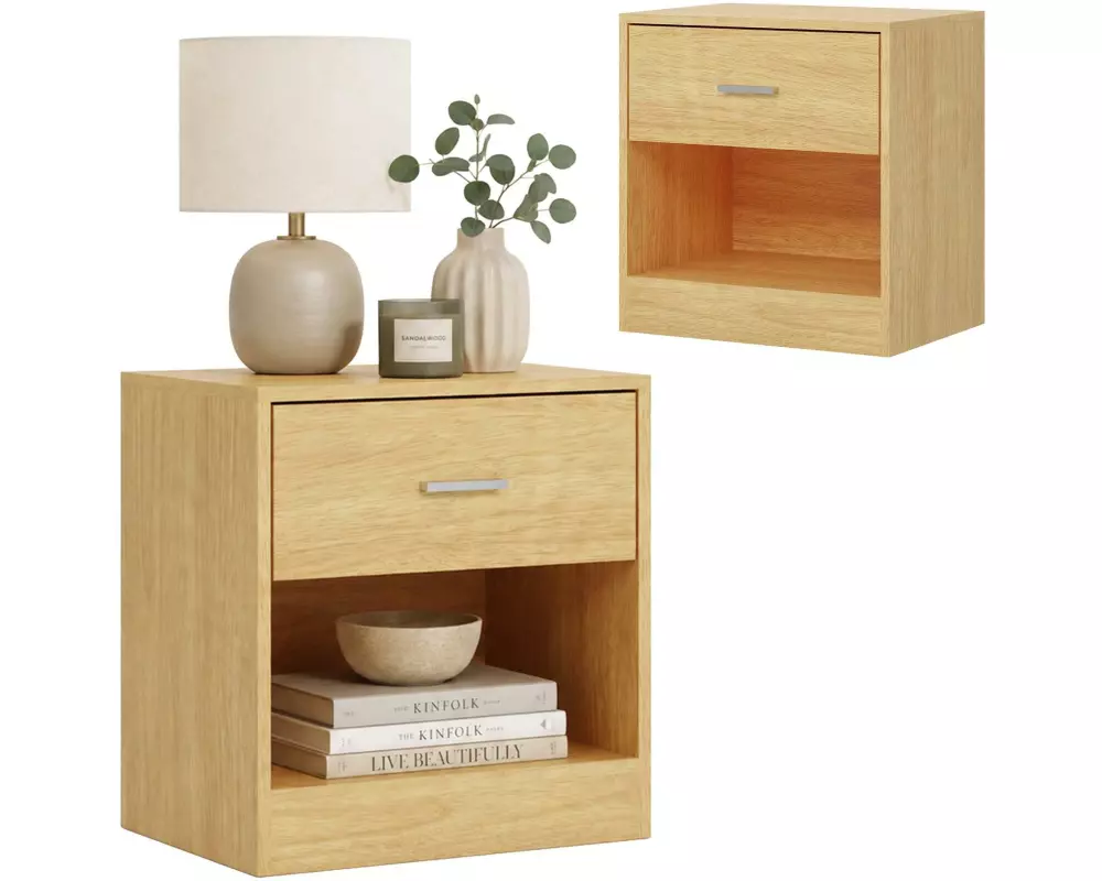 relaxdays Nachttisch 39 x 41 cm, Braun , 2er Set