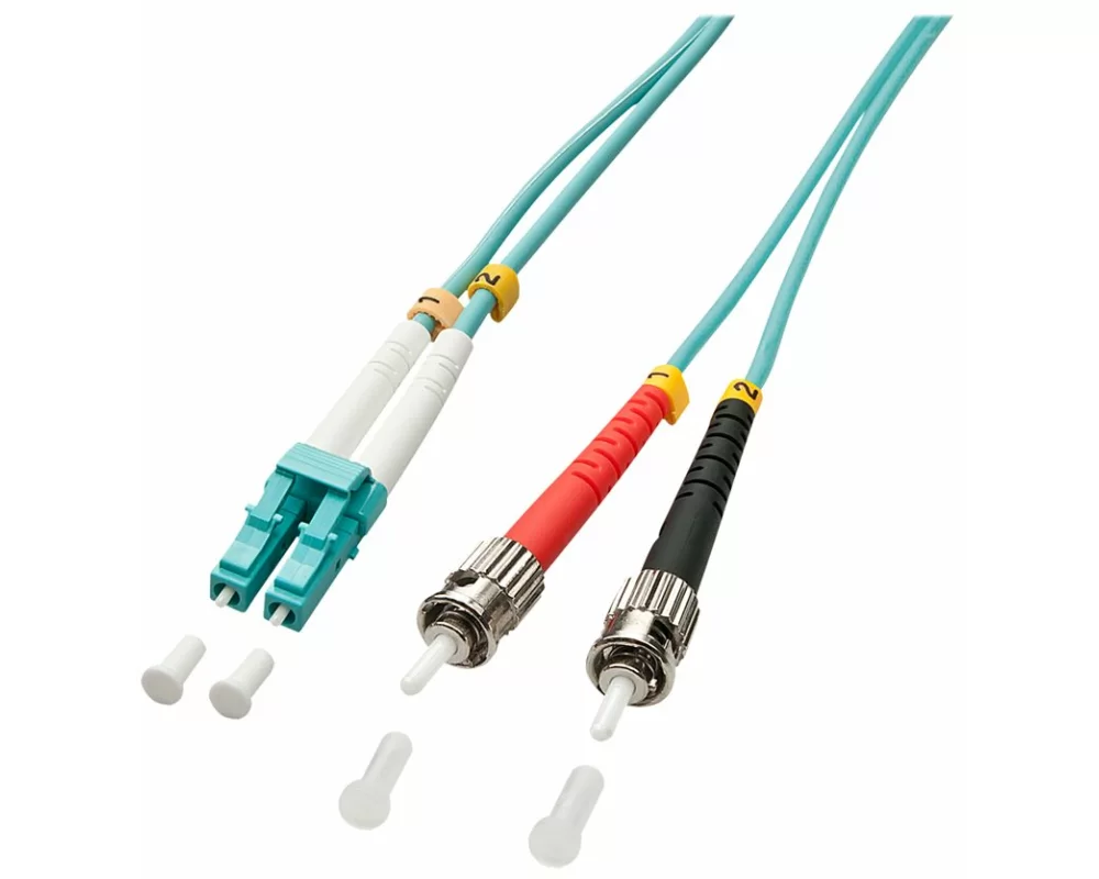 LINDY Fiber Optic Cable, OM3, LC-ST, 15m, turquoise , 50/125, Duplex, Multimode, LWL