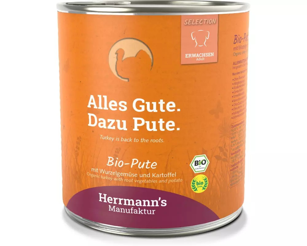 Herrmann's Nassfutter Bio Pute mit Pastinake und Kartoffel 800 g