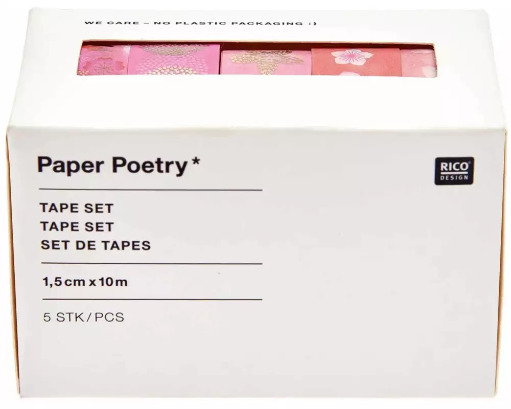 Rico Design Washi Tape Sakura 5 Stück, Rosa, 10 m