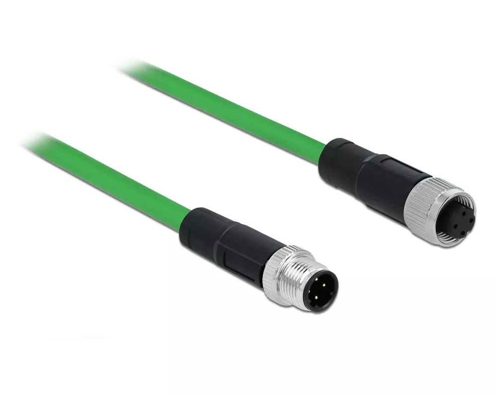 Delock Patchkabel M12-M12 SF/UTP, 3 m, 4 Pin D-kodiert PROFINET