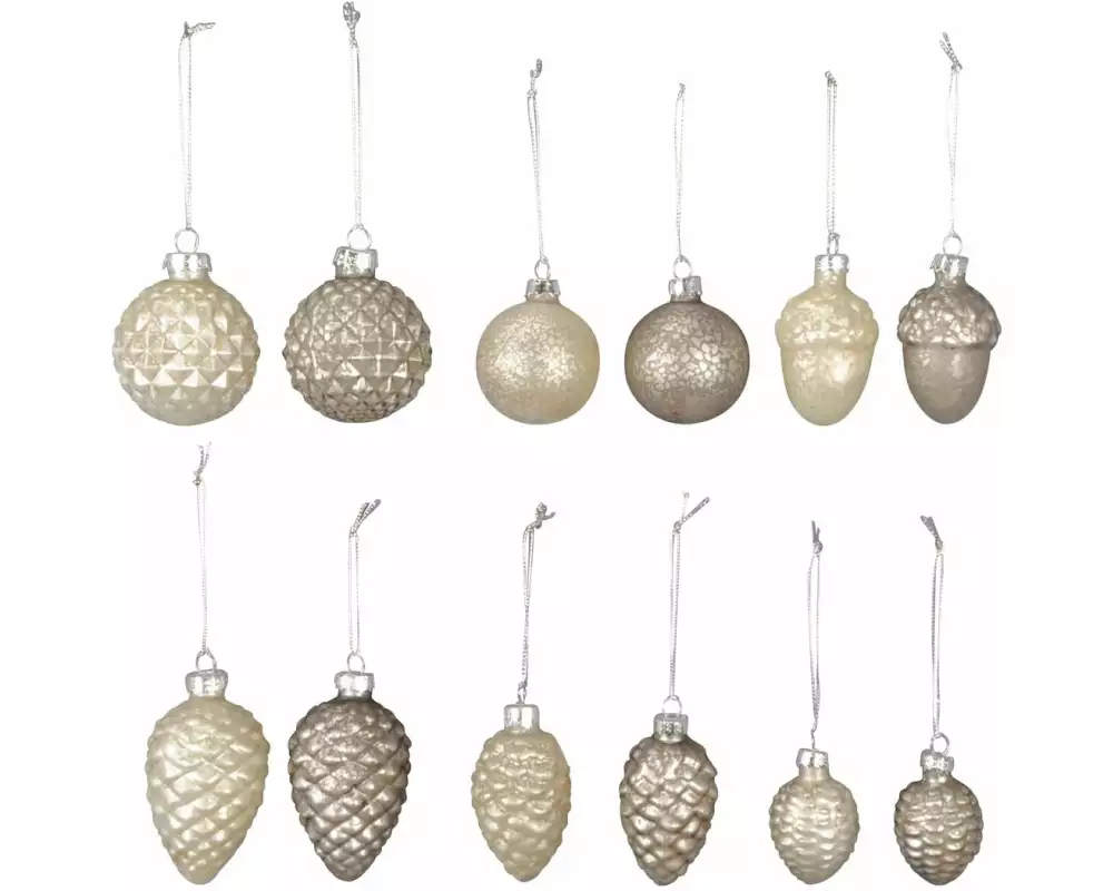COCON Weihnachtskugel Altsilber, 12 Stück