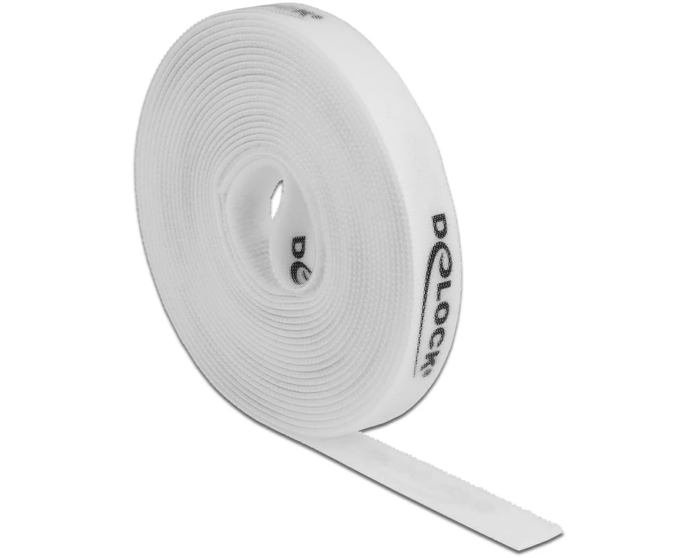 Delock Klettband 5 m x 15 mm Weiss