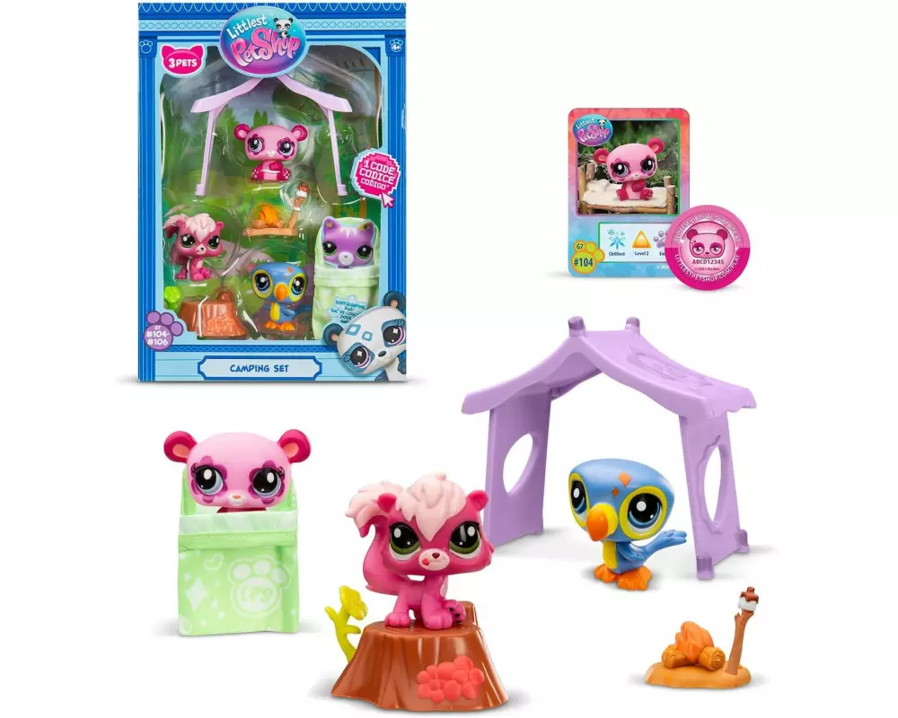 BANDAI Littlest Pet Shop Set 3 Pets Camping