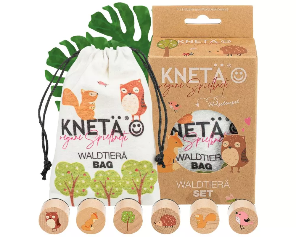 KNETÄ Modellierwerkzeug Holzstempel Set – Waldtiere