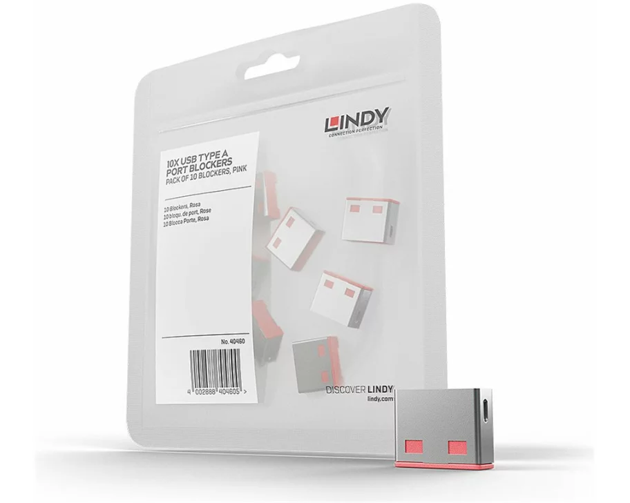 LINDY 10 USB Port Locks RED no Key. Extension kit for LINDY Art.No. 40450