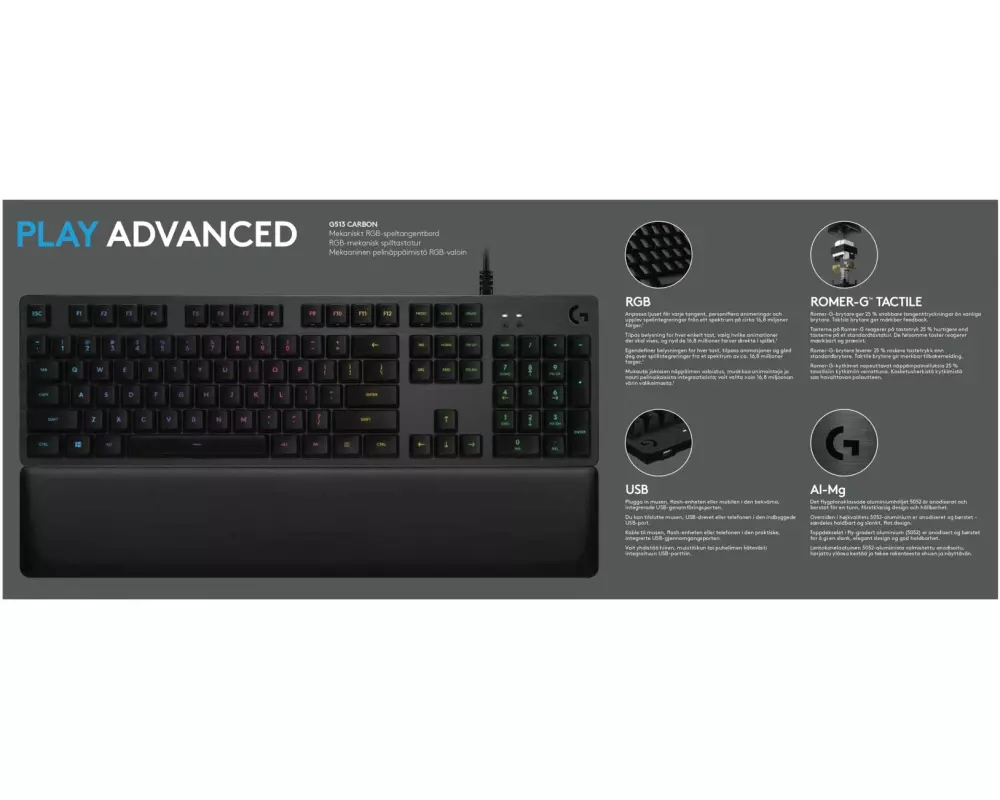 Logitech Gaming-Tastatur G513 GX Brown Carbon