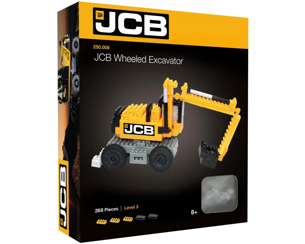 BRIXIES Bausteinmodell JCB Wheeled Excavator aus 268 Bausteinen