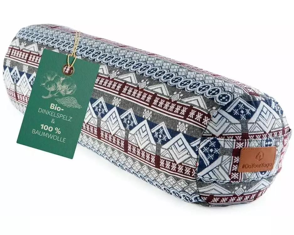 DoYourYoga Yoga-Bolster Tarik, Dinkelspelz, Mehrfarbig/Weiss