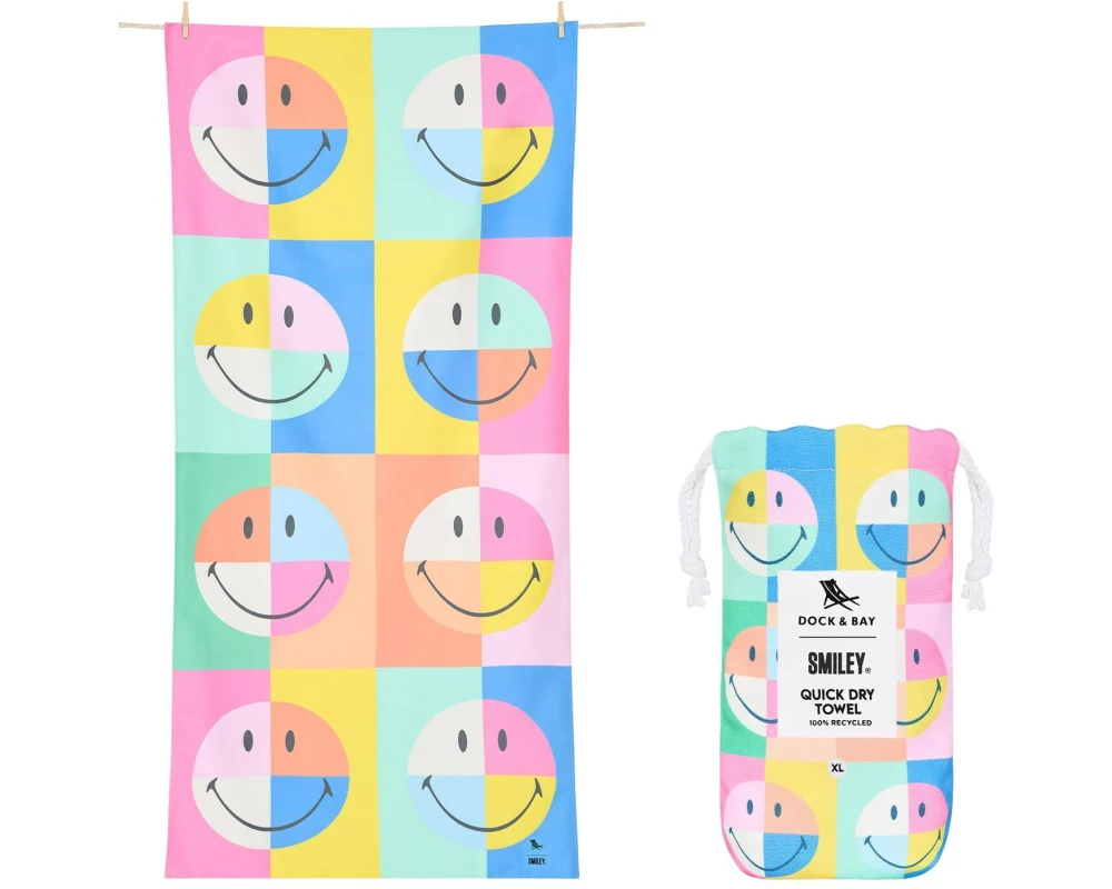 Dock & Bay Badetuch Smiley XL, Mehrfarbig