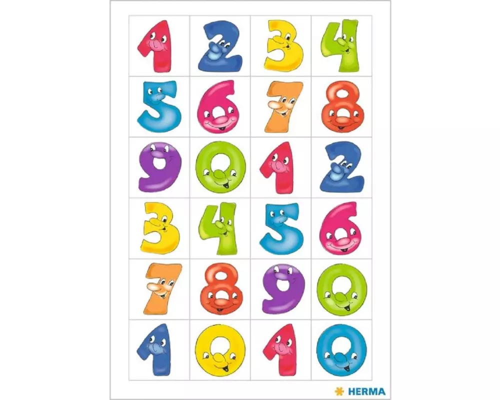 Herma Stickers Zahlensticker Lustige Zahlen 0 - 9, 20 x 50, 2 Blatt