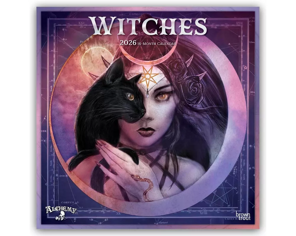 Witches Alchemy Official 2026 12 X 24 Inch (Hanging) Monthly Square Wall Calendar Plastic-Free