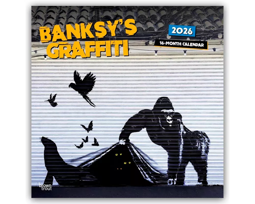 Banksy's Graffiti Official 2026 12 X 24 Inch (Hanging) Monthly Square Wall Calendar Plastic-Free