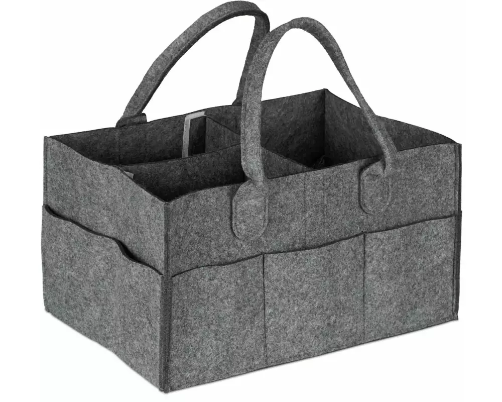 relaxdays Pflegekörbchen Windel Caddy Filz Anthrazit