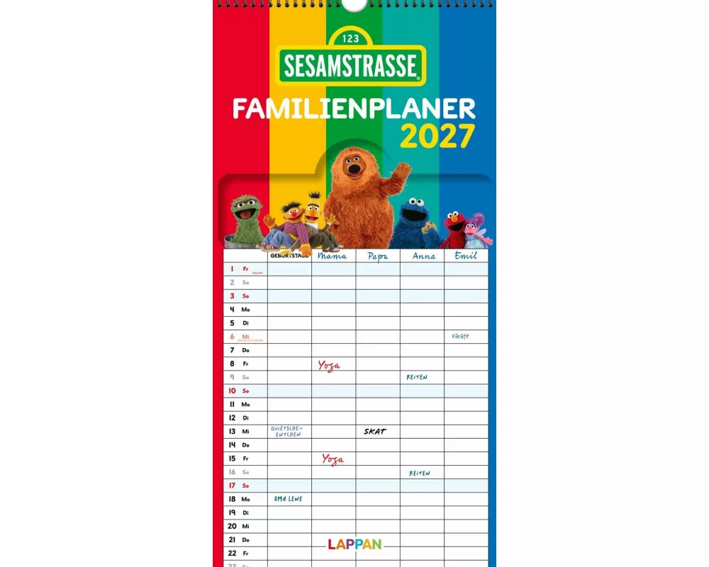 Sesamstraße Familienkalender 2027