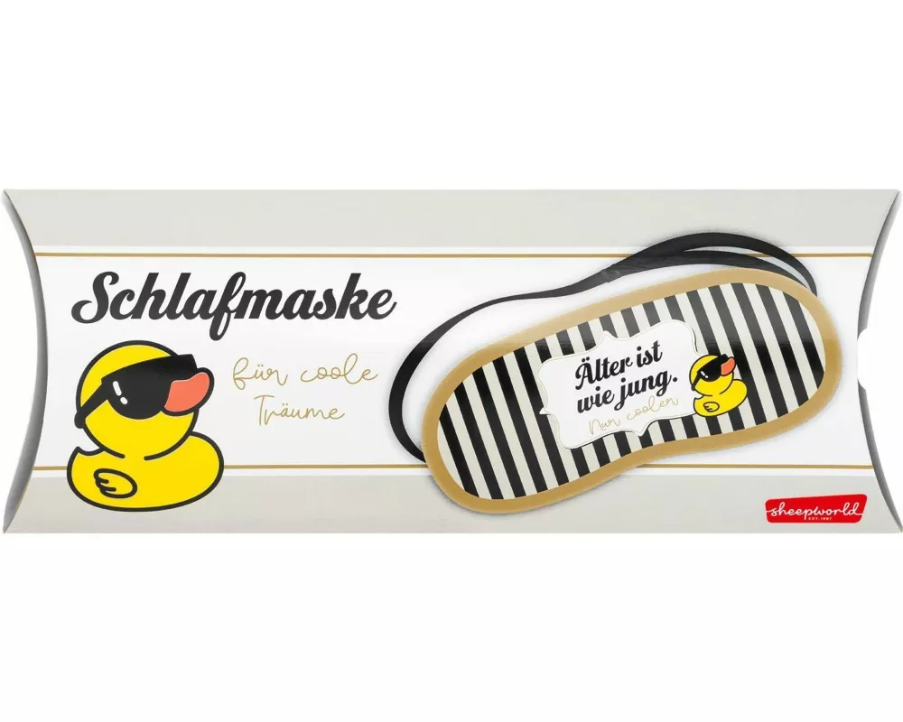 Sheepworld Schlafmaske mit Motiv Ente und Spruch "Älter"